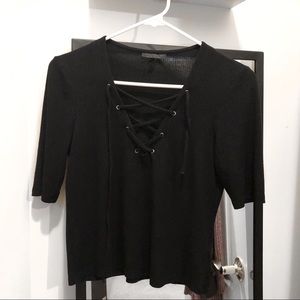 Topshop Tie-front Black Top
